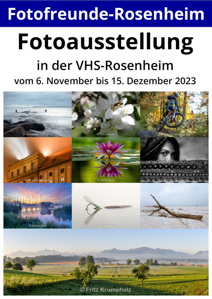 Flyer der Fotofreunde Rosenheim zur Fotoausstellung in der VHS-Rosenheim